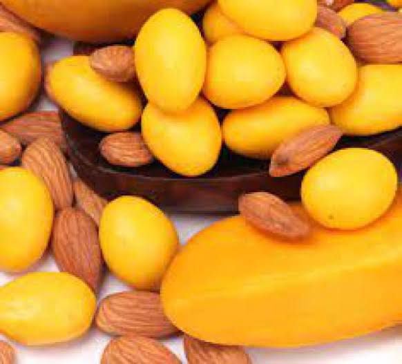 Image of CrustNotch Premium Almonds Mango Dragees | Whole Almonds Coated in Rich Milk Chocolate with Natural Mango Flavor | Gourmet Chocolate Covered Nuts | Perfect Snack Gift | 200gm