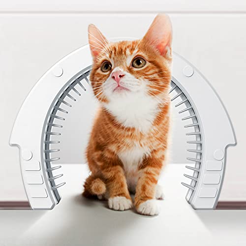 Ficuswin Cat Door Interior Door, Pet Door With Removable Cleaning Grooming Brush, Large Pet Cat Pass For Adult Cats Up To 35 Lbs,Indoor Pet Door For Wall Easy To Install, Safe Material #TOP25
