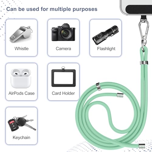 Image of takyu Phone Lanyard, 2 Pack Adjustable Cell Phone Lanyard Crossbody Neck Strap & 2 Pack Phone Wrist Strap with Tether Tabs Compatible for iPhone Android Smartphones-Black Green