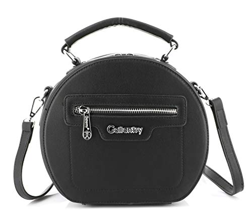 Gallantry - Sac Bandoulière Rond Femme - Sac à Main Porté Epaule Trotteur Forme Tambour PU Cuir Rigide - Besace Messenger Ville Porté Croisé Travers - Mode Elégant Mignon Tendance - Noir