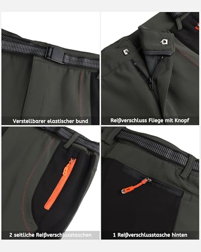 LVCBL Herren Wanderhose Wasserdicht Winddicht Outdoor Hosen für Herren Armee grün M