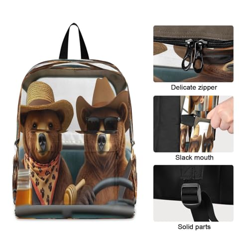 Dussdil Funny Bears Driver Cars Kids Backpack Backpacks for Boys Girls Teen School Bookbag Laptop Bag Daypack Large Travel Sports Bags4