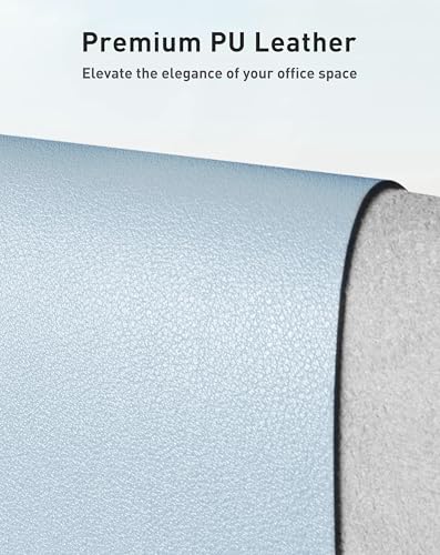 Image of Aothia Faux Leather Desk Mat - Large Mouse Pad, Non-Slip PU Leather Blotter, Waterproof Writing Surface for Office and Home (Baby Blue, 40 inch x 24 inch)