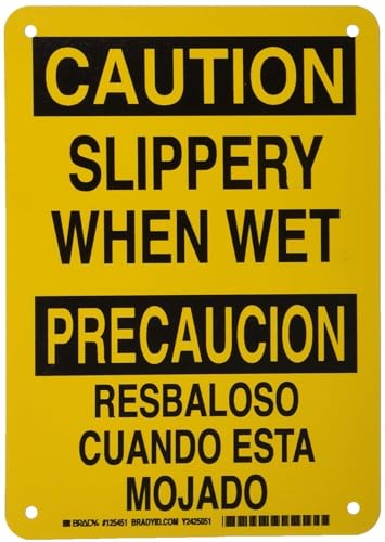 Panneau avertisseur Slippery When Wet bilingue Brady 125451 jaune pour entreprise