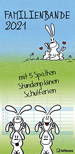 Familienbande - Familienkalender 2021 - teNeues-Verlag - Familienplaner mit 5 Spalten - Monatsplaner - 21,8 cm x 44,8 cm - Küchenkalender mit Platz zum Eintragen