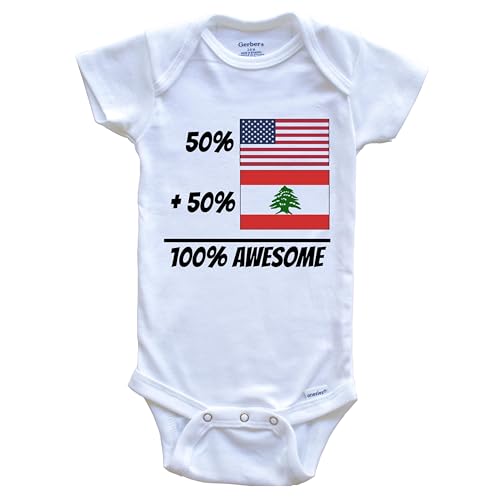 50% American Plus 50% Lebanese Equals 100% Awesome Cute Lebanon Flag One Piece Baby Bodysuit