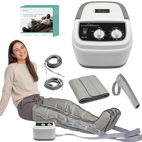 Edicare, Presoterapia para Casa, para Piernas y Pies Cansados, 6 Valvulas, Favorece una Mejor Circulación, Drenaje Linfático, Fácil Uso, Eficacia Profesional (Dispositivo, Perneras, Faja y Brazo)