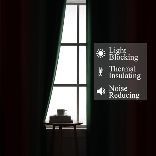 Estelar Textiler Red and Green Ombre Blackout Curtains for Sliding Door, Thermal Insulated Gradient Drapes 96 Inches Long, Full Light Blocking Curtains for Living Room/Bedroom, 52Wx96L, 2 Panels