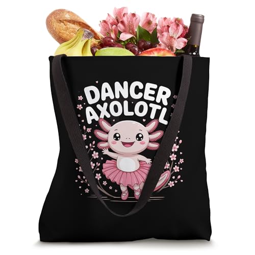 Bolso tote de axolotl bailarín con tutú rosa, diseño kawaii para niños miniatura 4