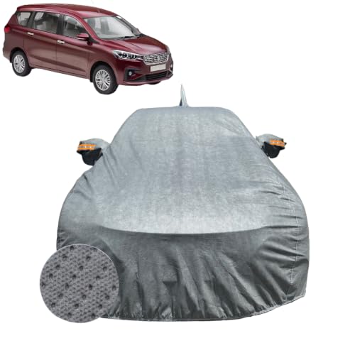 Image of Car Cover For Maruti Suzuki Ertiga (2019-2024) | 100% Waterproof Cover with Antenna & REFLECTIVE Mirror Pockets | Dustproof, Scratchproof, Heatproof Ertiga Car Cover |Soft Cotton Lining| GREY