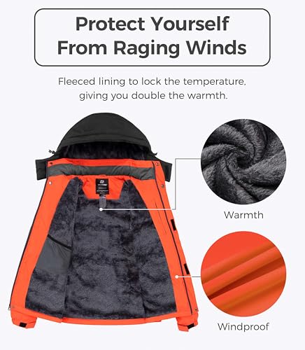 Image of Wantdo Men's Mountain Waterproof Ski Jacket Windproof Rain Jacket Winter Warm Hooded Coat