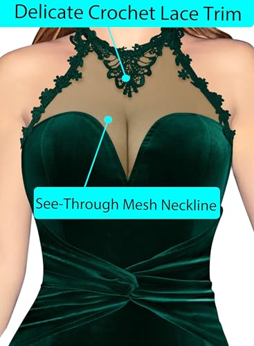 Image of VFSHOW Womens Formal Halter Keyhole Back Prom Gala Maxi Dress Evening Gown | Sexy Illusion Sweetheart Neck, High Slit, Wedding Guest, Applique, Twist Front Mermaid Dresses