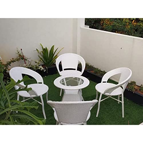 Image of Indiid Homes D-12 Patio Furniture Set - 4 Chairs + 1 Table | Indoor Outdoor Living Room, Garden, Balcony | Stylish Coffee Chair Table Set for Home Decor