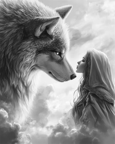 Broderie de perles Loup et Femme Anime 9CT | Kit AYAOYANGGO 50x60cm