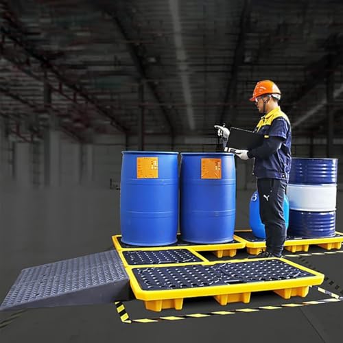 Plateforme de rétention modulaire avec drain et grille pour fûts