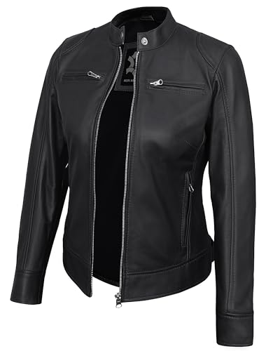 UrbanFocal Black Leather Jacket Women - Womens Black Leather Jackets