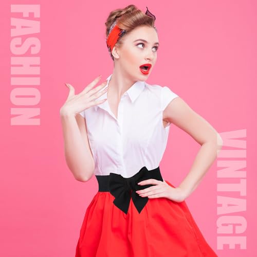 3 Pcs Bow Belts for Women,Red Bow Belt Elastic Waist Belt Women's Vintage Bowknot4