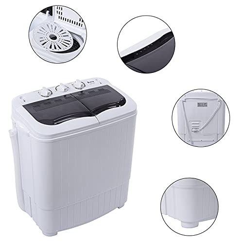 Hooleen Integrated Semi-Automatic Washing Machine Plastic Cover Double Barrel Gray (14.3Lbs 110V 360W) #TOP5