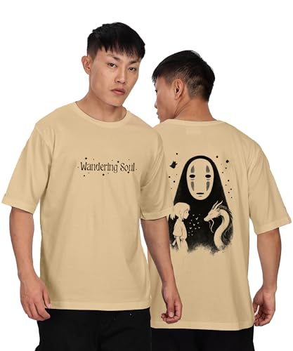 Image of SHODOX Bio-Washed Anti Bacterial 100% Pure Cotton Men's Oversized Aesthetic Premium Printed T-Shirt | Cozy Soft, Less Wrinkles Loose Fit, Drop Shoulder, Korean Baggy Style Tees for Mens