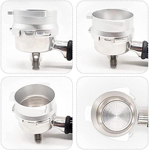 CreepyParty Coffee Dosing Funnel, 54mm Dosing Ring Espresso Coffee Accessrioes Aluminum Metal for Sage Delonghi Breville Portafilter Silver Hand Free