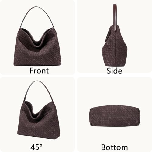 Bolso Tote de mujer trenzado en ante estilo media luna miniatura 4