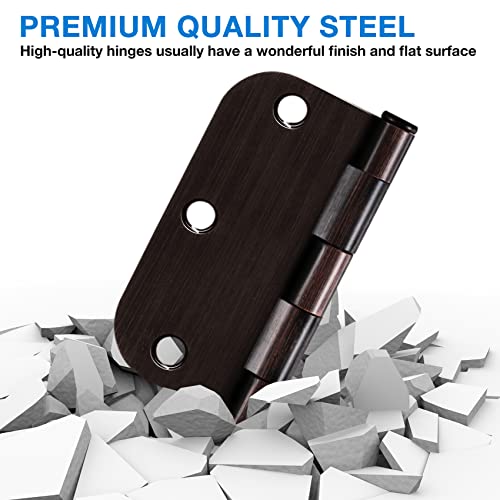 Image of 3 Pack 3 1 /2 Inch Door Hinges Oil Rubbed Bronze 3.5 Inch Black Interior Hinge for Doors 5 /8 Radius Corners 3 inchHardware Controls Heavy Duty Iron Flat Home House Decor Accessories Essentials