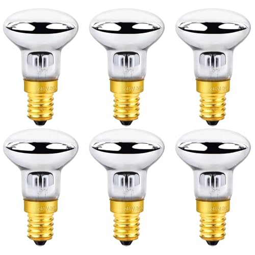 6 Stück Lavalampe Glühbirne E14 R39 30W, Warmweiß 2700K Lavalampe Reflektorlampe, Lava Birne Strahler Lavalampenbirnen, AC 220V-230V, E14 Sockel,Ersatzbirnen für Lavalampen,Glitzerlampen,Raketenlampen