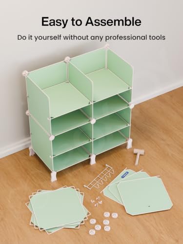 Image of BOXJOY 12 Shelf Plastic Kids Wardrobe with 6 Doors, Sticker Sheet & Holder