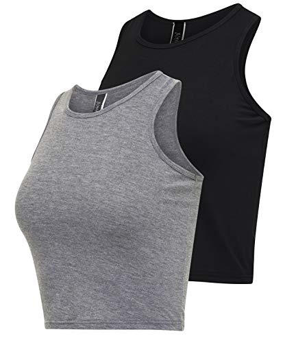 Pack of 2 Gym Cute Workout Long Crop Tops for Women - Athletic Workout Tank Top