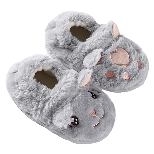 Enteer 20211214CATGREY7-8 Baby Girls'Cute Cartoon Warm House Slippers cover