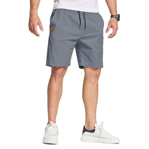 JustSun Short Homme Bermuda Coton Short Cargo Homme Ete Chino Sport Short Pantalon Décontracté Short Court Homme Taille éLastiquéE avec Poches Bleu Jean XL
