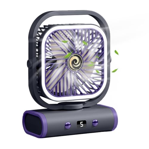 Ventilador De Mesa Pequeño | Ventilador Pequeño Portátil para Refrescar Personal - 5 Velocidades Portátil Recargable Con Luz Nocturna Montaje En Pared Para Escritorio Hogar Oficina Apartamento