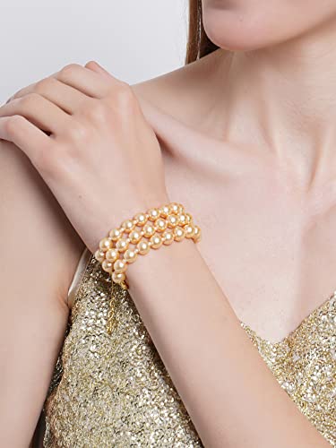 Image of Karatcart Glossy Finish Tumble Stone Studded Beaded Bracelet for Women