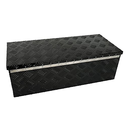 Gooeap 30 X 13 X 10 Inch Black Aluminum 5 Bar Tread Tool Box Truck Car Outdoor Trailer Pickup Underbody Toolbox, Rv Storage Organizer, Underbed Tools Organizer W/Lock Latch W/Keys #TOP3