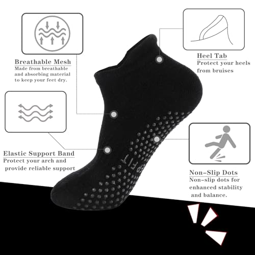 Image of loudashuaiqi Grip Pilates Socks Non Slip Athletic Yoga Socks with Grips for Women Grippy socks for Hospital Workout Barre