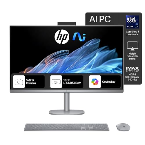 Image of HP OmniStudio X All-in-One Desktop PC, Intel Core Ultra 7 155H, 16 GB DDR5, 1TB SSD, 80.1 cm (31.5 inch), Dual 2W Speakers,Windows 11,Office 21, Meteor Silver, 9.56 kg, 32-c0015in