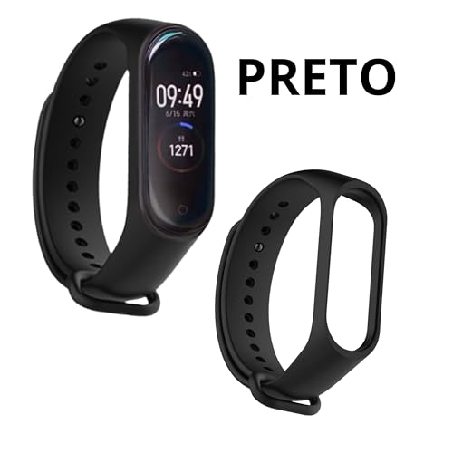 Kit 3 Pulseiras para MI Band 3 e 4 Cores Preto Azul e Cinza Silicone Bracelete Com Pino Resistente P