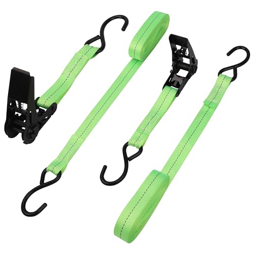 Belle Vous Set de Cinchas de Amarre - 2x Eslingas de Carga con Ganchos S y Tensor de Goma de L6m x A25mm - Trinchas de Sujeción hasta 450 kg para Mudanza Equipaje Moto Camion