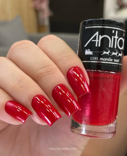Esmalte Anita Mamãe Noel - Vermelho Vibrante Festivo, Secagem Rápida, Longa Duração - 10ml