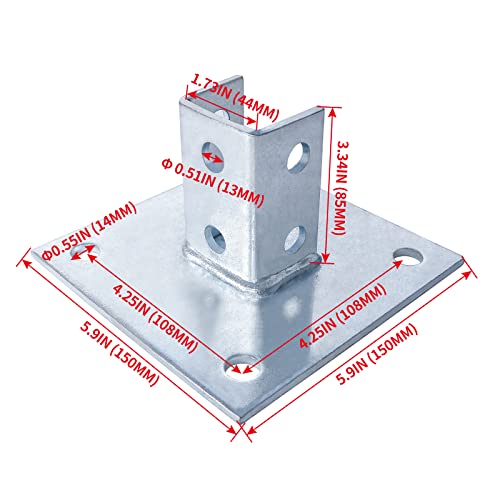 image for Skelang 4 Pcs Strut Post Base, 4 Holes Square Mount 6