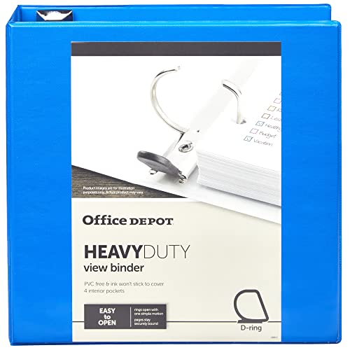 Office Depot® Brand Heavy-Duty Easy Open® D-Ring View Binder, 4\" Rings, 54% Recycled, Blue - Thumbnail 4