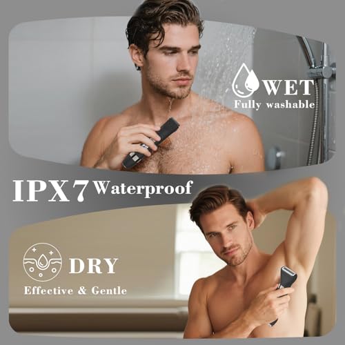 Image of Hatteker 4 in 1 Multifunctional Dual - Head Body Hair Trimmer for Men, IPX7 Waterproof Groin & Body Hair Groomer, Rechargeable Body Electric Shaver Razor