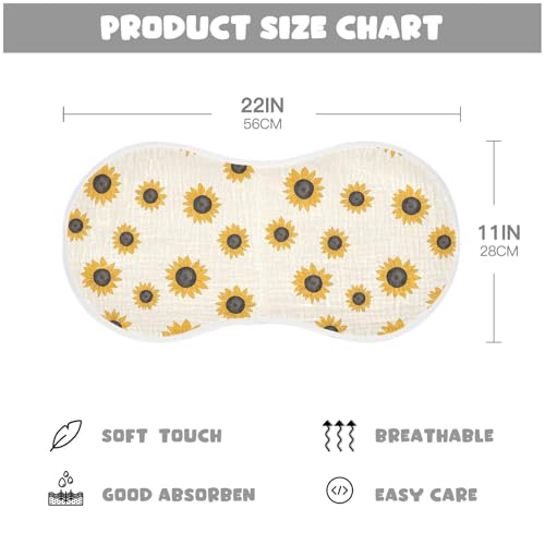 Sunflower Simple Minimalist Cotton Baby Burp Cloths Easy Care spit up Cloth for Babies boy and Girl Set of 2, 22x11in4
