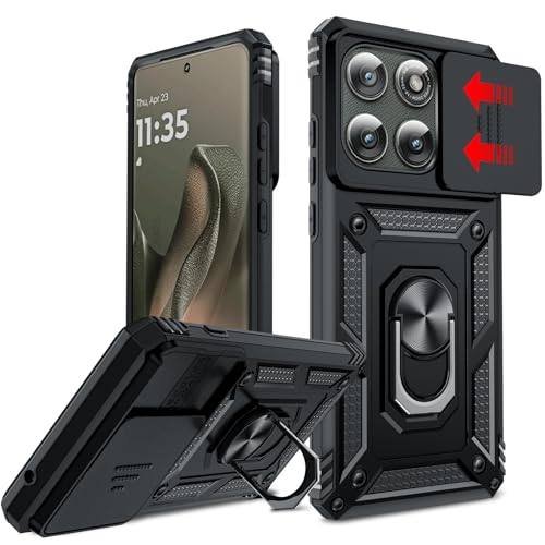 LeYi for Motorola Edge-2025 Case: [𝐍𝐨𝐭 𝐅𝐢𝐭 𝐌𝐨𝐭𝐨 𝐆 𝟐𝟎𝟐𝟓], Moto Edge 2025 Case with Camera Cover, Military-Grade Cell Android Smartphone Phone Cover Funda para with Ring Kickstand, Black