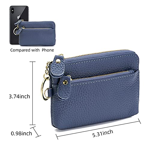 Zooeass Women Leather Coin Purse,Large Opening For Easy Access,With Wrist Strap(Navy) #TOP5