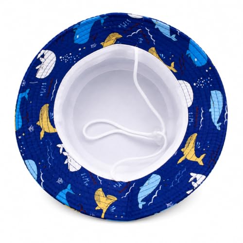 Image of VRITRAZ Unisex Kids Printed Bucket Hat | UV Protection Sun Hat with Adjustable Chin Strap & Summer Beach Travel Outdoor Cap for Toddlers & Children (4-12 Years)