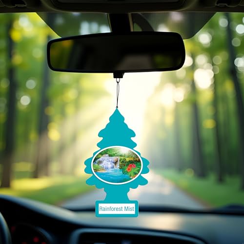 Image of Little Trees Rainforest Mist Air Freshener | Fresh Green & Floral Fragrance | Iconic Tree Hanging Design | For Car, Home, Wardrobe | Imported from USA