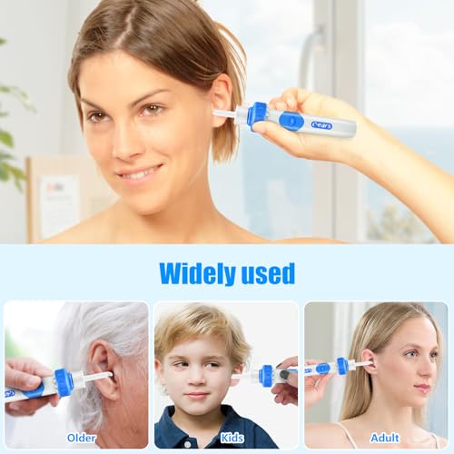 YESLUSY Ohrenschmalz Entferner, Sicheres Und Weiches Elektrisch Ohrenschmalz Mit 2 Waschbaren Ersatzköpfen Und Batterie, Ear Cleaner für Kinder und alle Familien