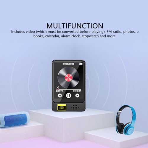 Odtwarzacz MP3 HiFi 64 GB, bezstratny odtwarzacz muzyczny Bluetooth 5.0 o wysokiej rozdzielczości, przenośny cyfrowy odtwarzacz muzyczny HiFi, słuchawki w zestawie (Z kartą