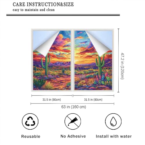Vinilo Decorativo Privacidad Abstract Cactus 31.5x47.2 pulg x2 miniatura 2